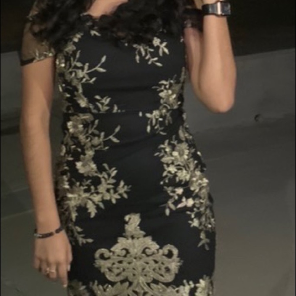 Dress Soiéblu Black & Gold Floral